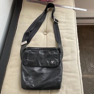 Black Leather Tumi Crossbody Bag